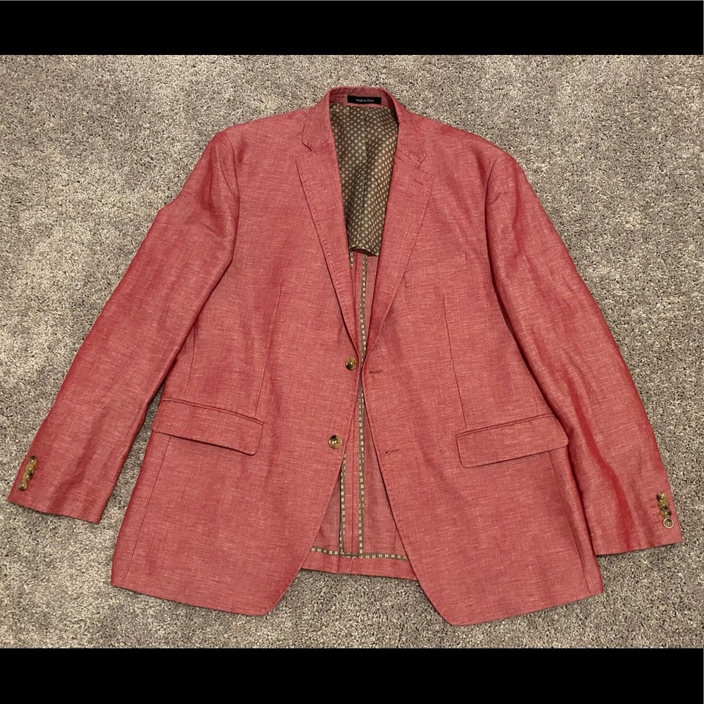 Alan Flusser Men’s Linen Jacket Blazer Red 44R EUC